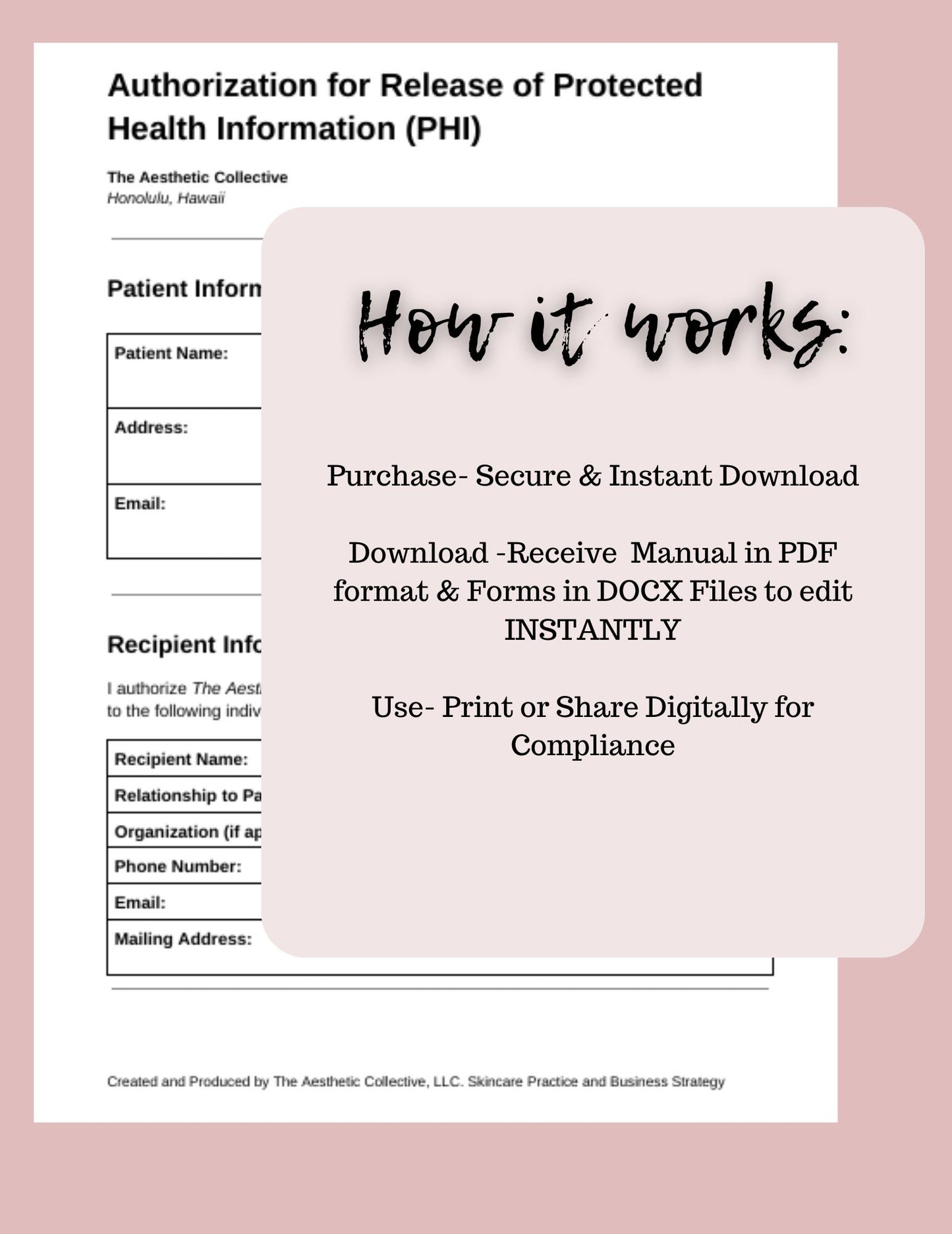 HIPAA Compliance Manual for Aesthetic Practices in Hawaii- DIGITAL COPY